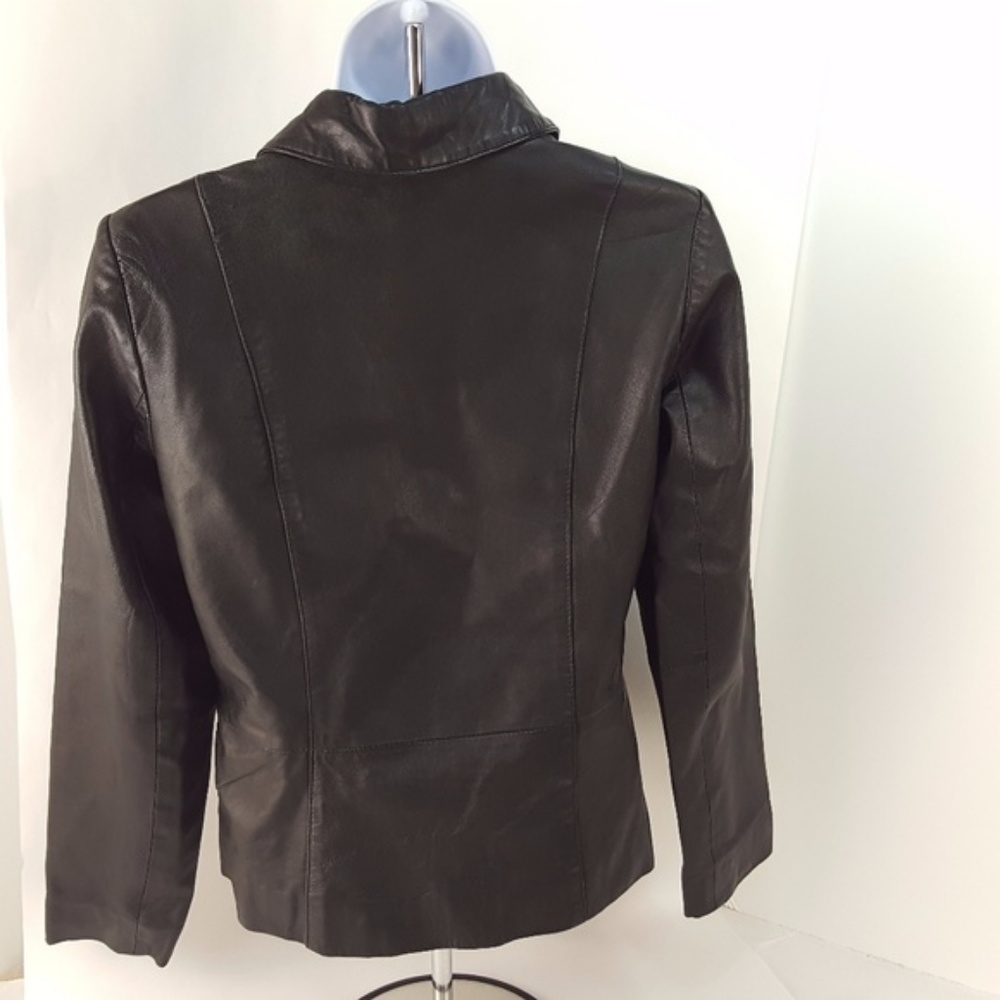 Style & Co. Petite Black Leather Jacket - Picture 2 of 5